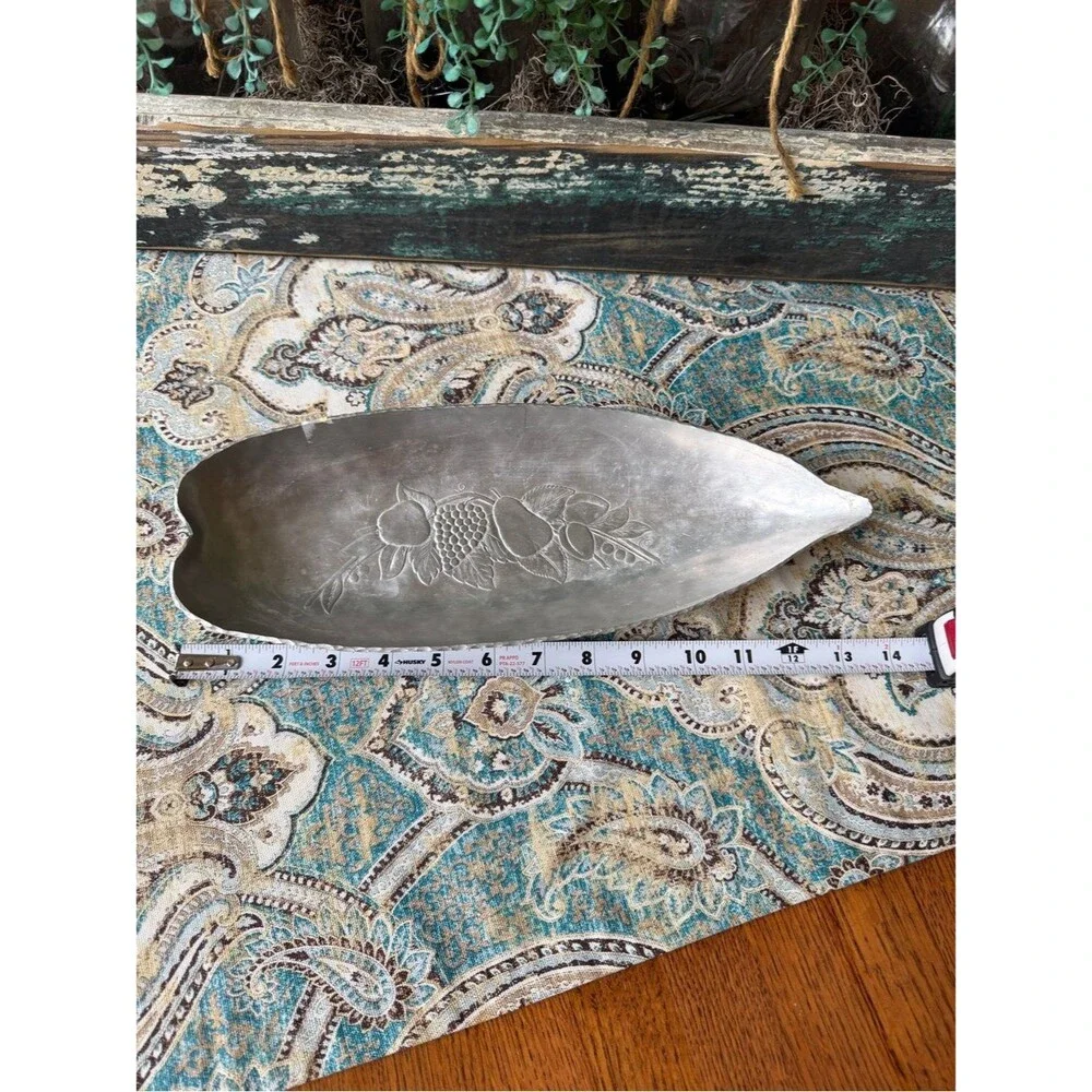 Hand Forged Everlast Metal Tray Mid Century Aluminum Fruit Design 13”